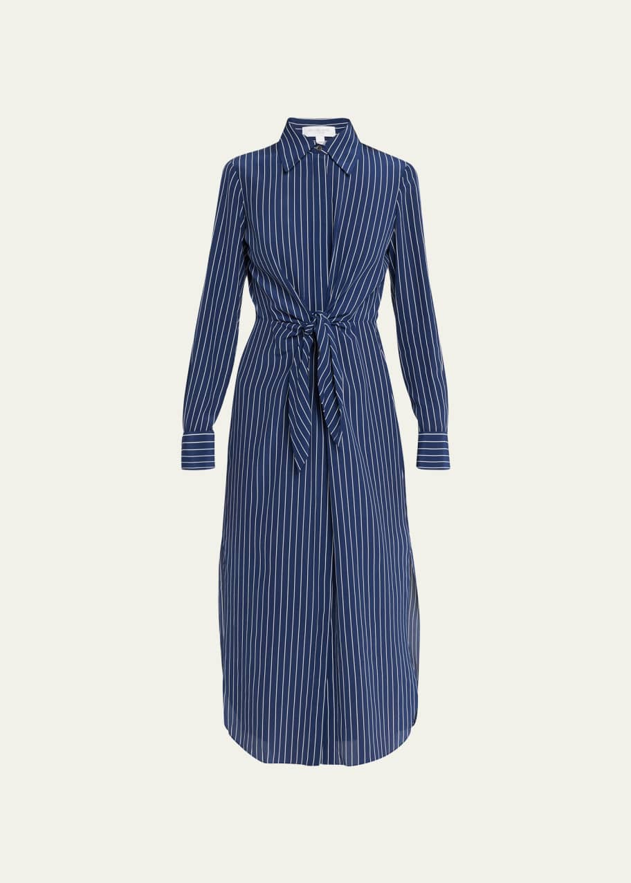 Michael Kors Collection Pinstripe Tie-Front Shirtdress Bergdorf