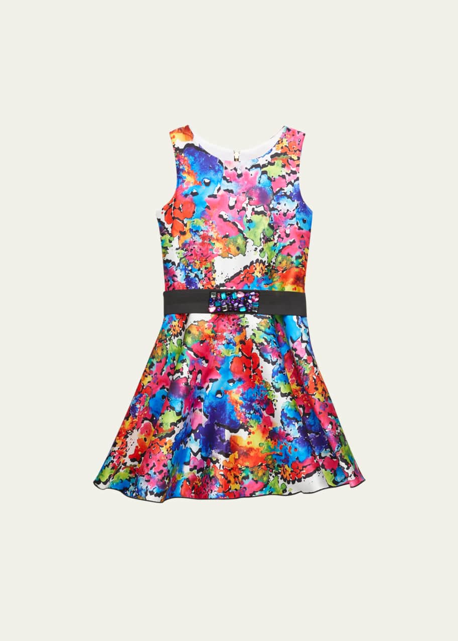 Image 1 of 1: Girl's Tie Dye-Print Embellished Dress, Size 7-16