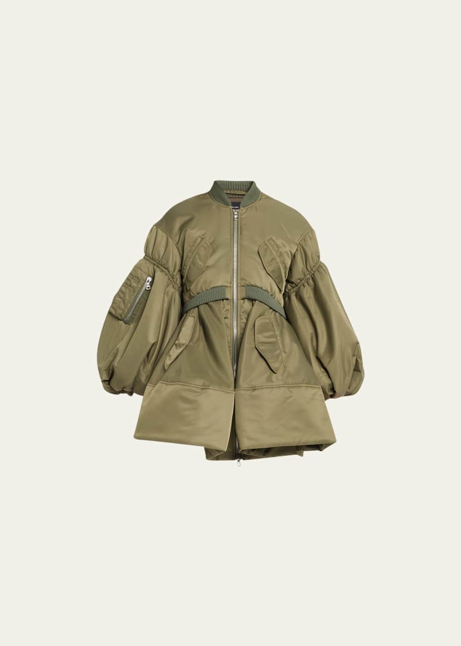 Simone Rocha Long Puff-Sleeve Zip-Up Bomber Coat - Bergdorf Goodman