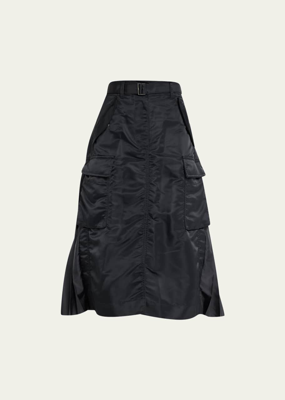SACAI Nylon Pleated-Back Midi Skirt - Bergdorf Goodman