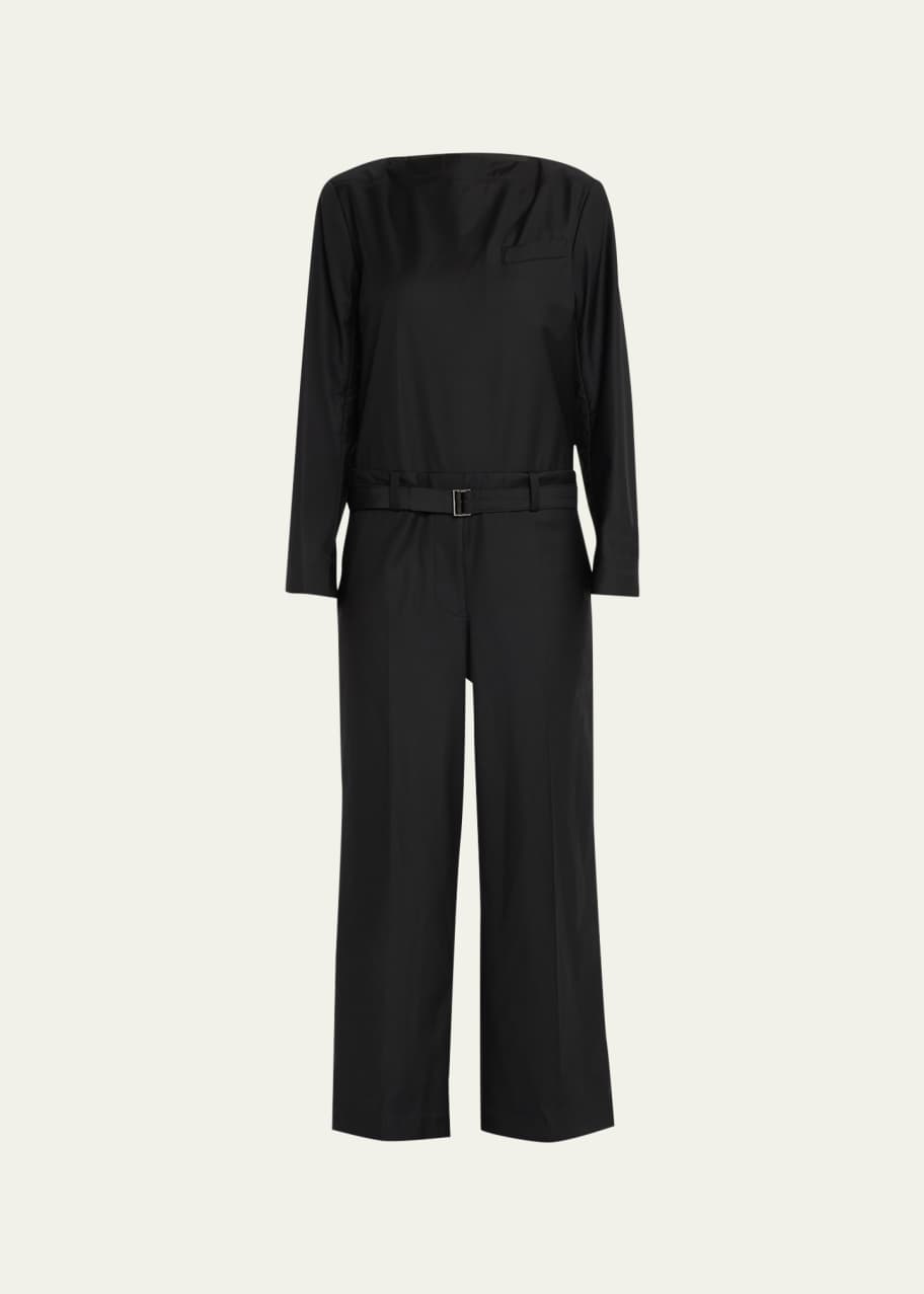 SACAI Wool Suiting Jumpsuit with Belted Waist - Bergdorf Goodman