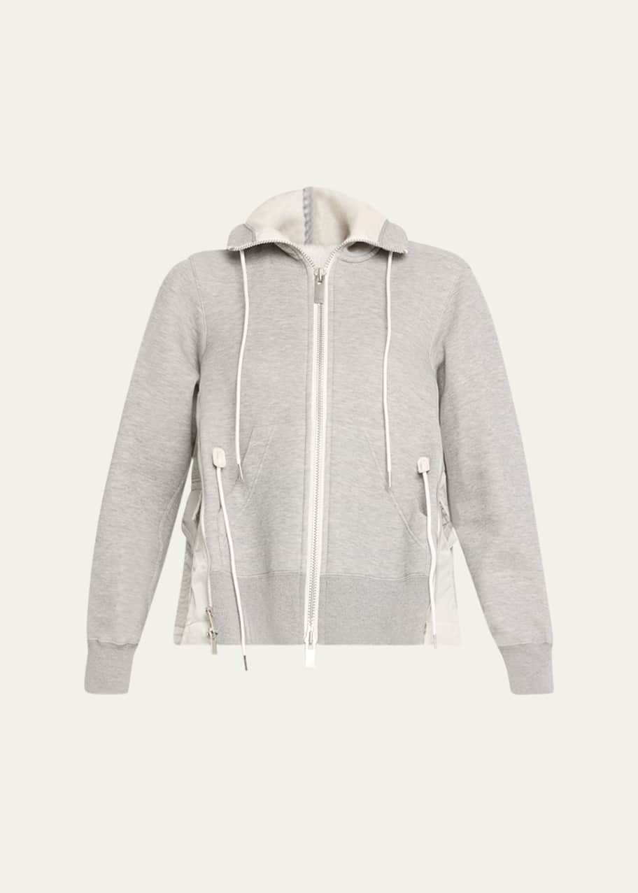SACAI MixedMedia Hooded Zip Sweatshirt Bergdorf Goodman
