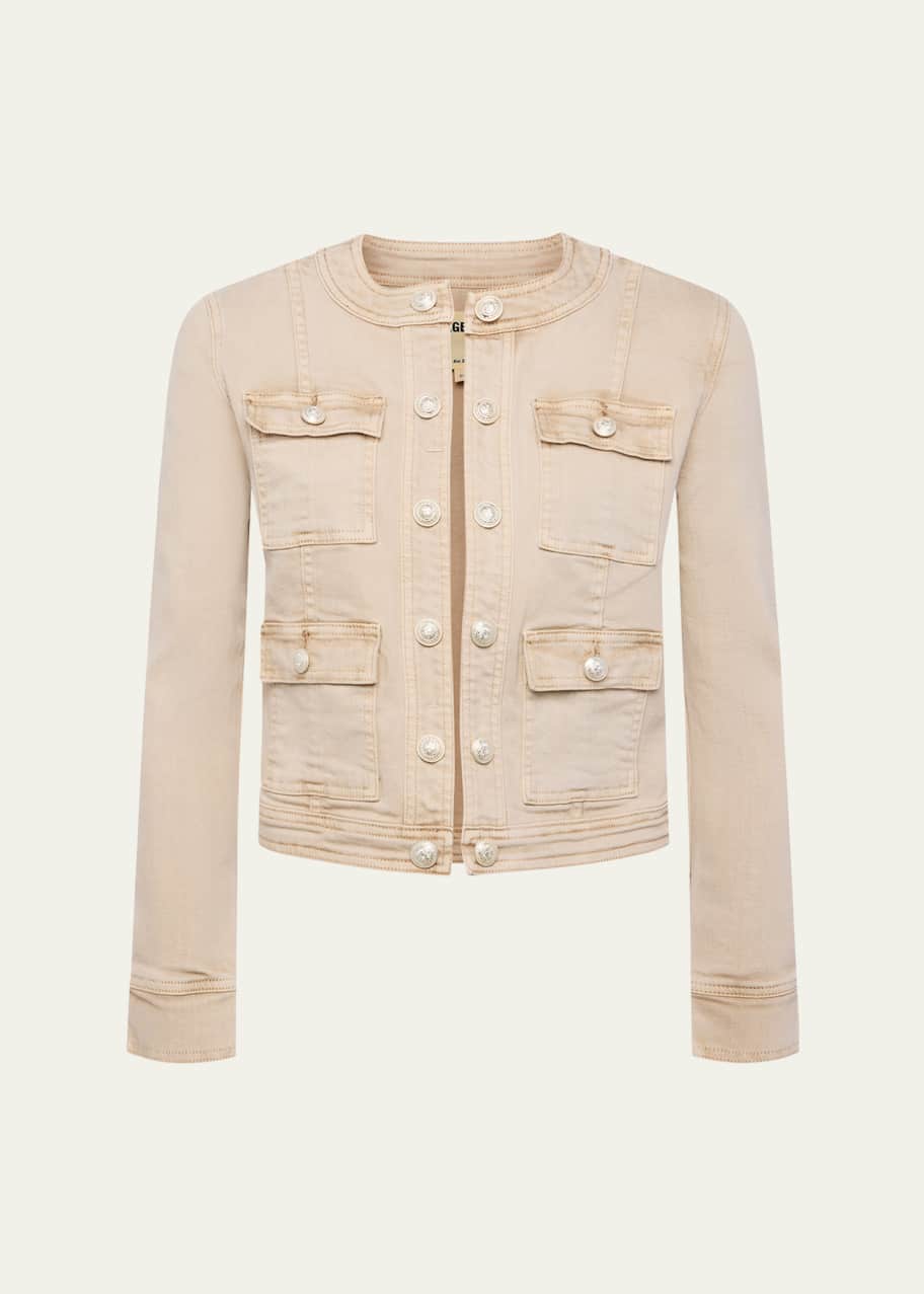 Image 1 of 1: Yari Collarless Denim Jacket