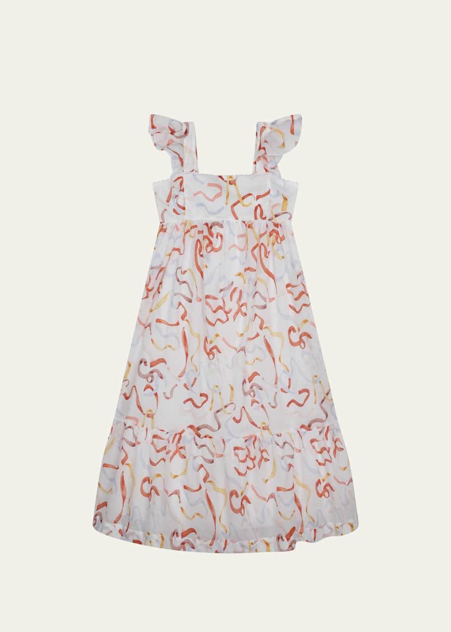 knee length dresses for ladies French B Short Sleeve Floral Embroidered Gown With Ribbon Tie Waist