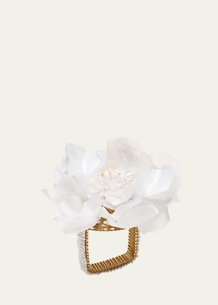Image 1 of 1: Gardenia Napkin Ring in White
