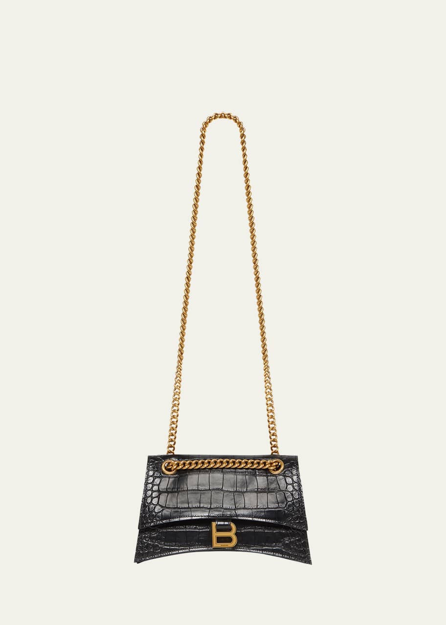 Balenciaga Crush Croc-Embossed Small Shoulder Bag - Bergdorf Goodman