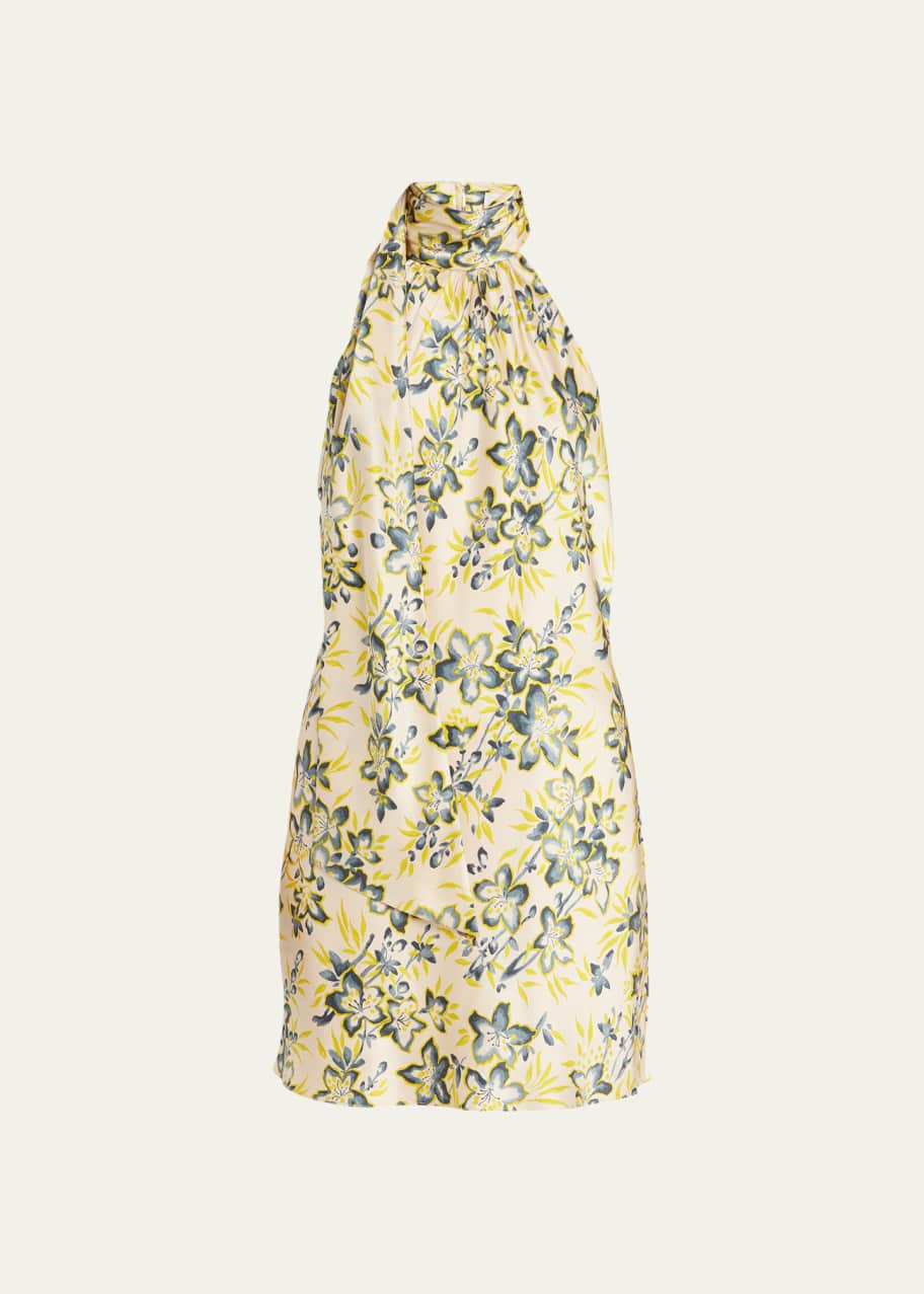 Cinq a Sept Dinah Night Bloom Floral Silk Halter Mini Dress Bergdorf Goodman