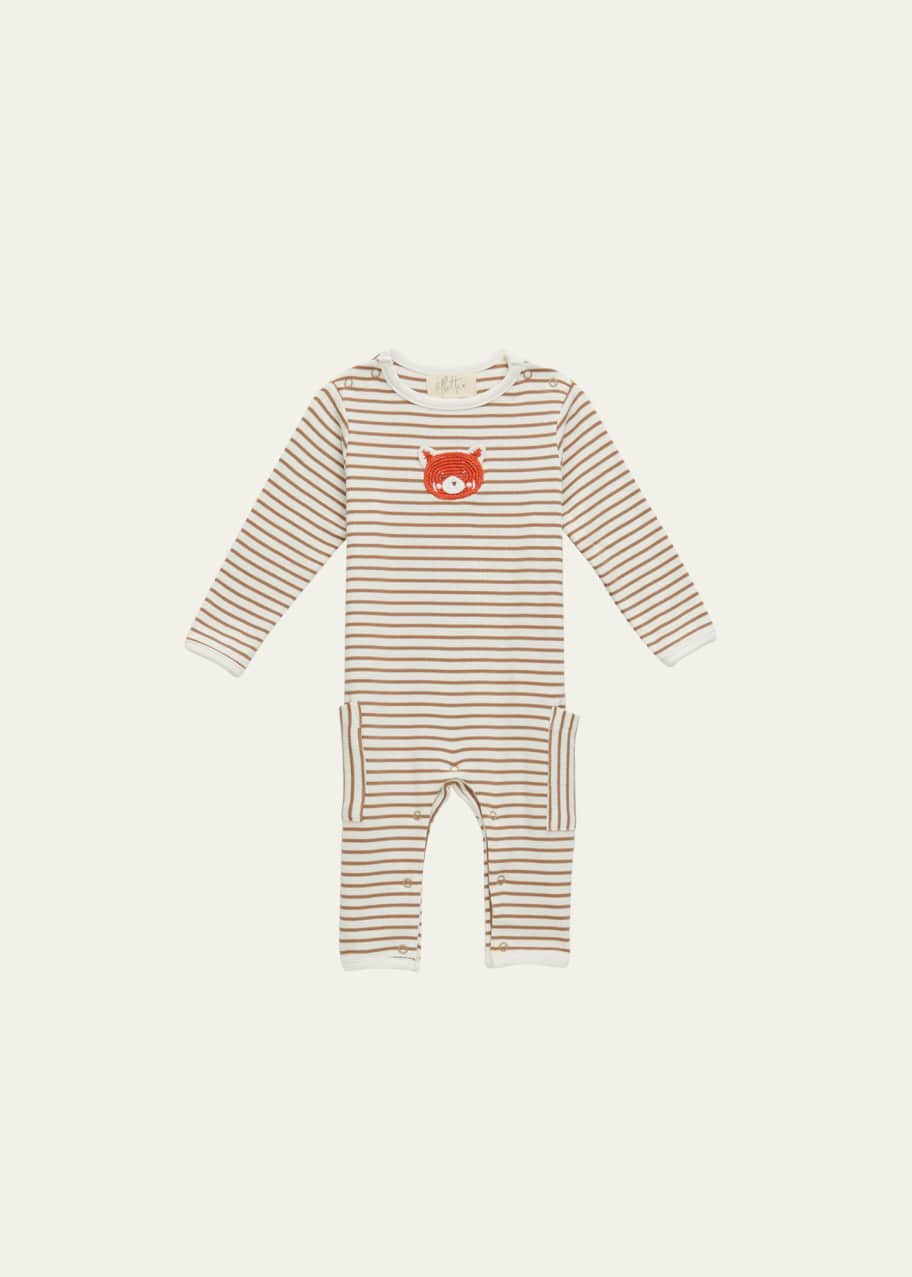 Image 1 of 1: Kid's Rusty Panda Crocheted Striped Playsuit, Size Newborn-12M