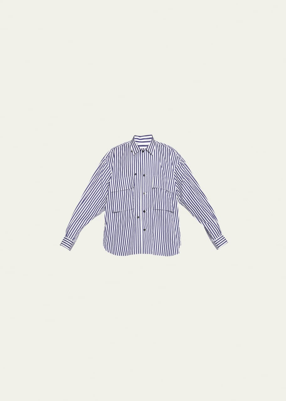 SACAI - Striped Cotton Poplin Shirt