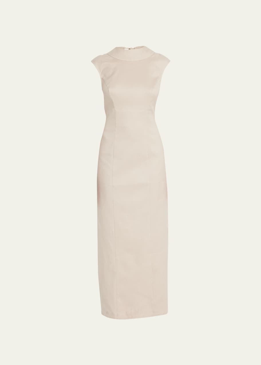 white linen open back dress White Linen Open Back Tiered Dress Large