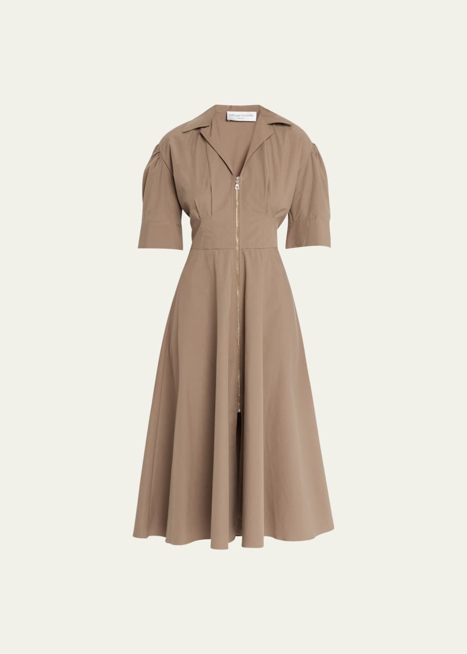 knee length dresses for ladies Dusty Rose & Wine Floral Print Zip Front Midi Dress