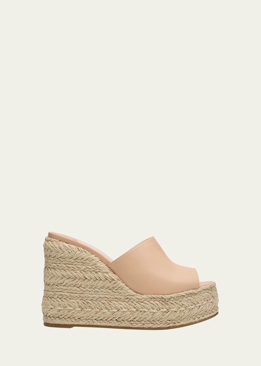 Image 1 of 1: Ariella Leather Red Sole Wedge Espadrilles