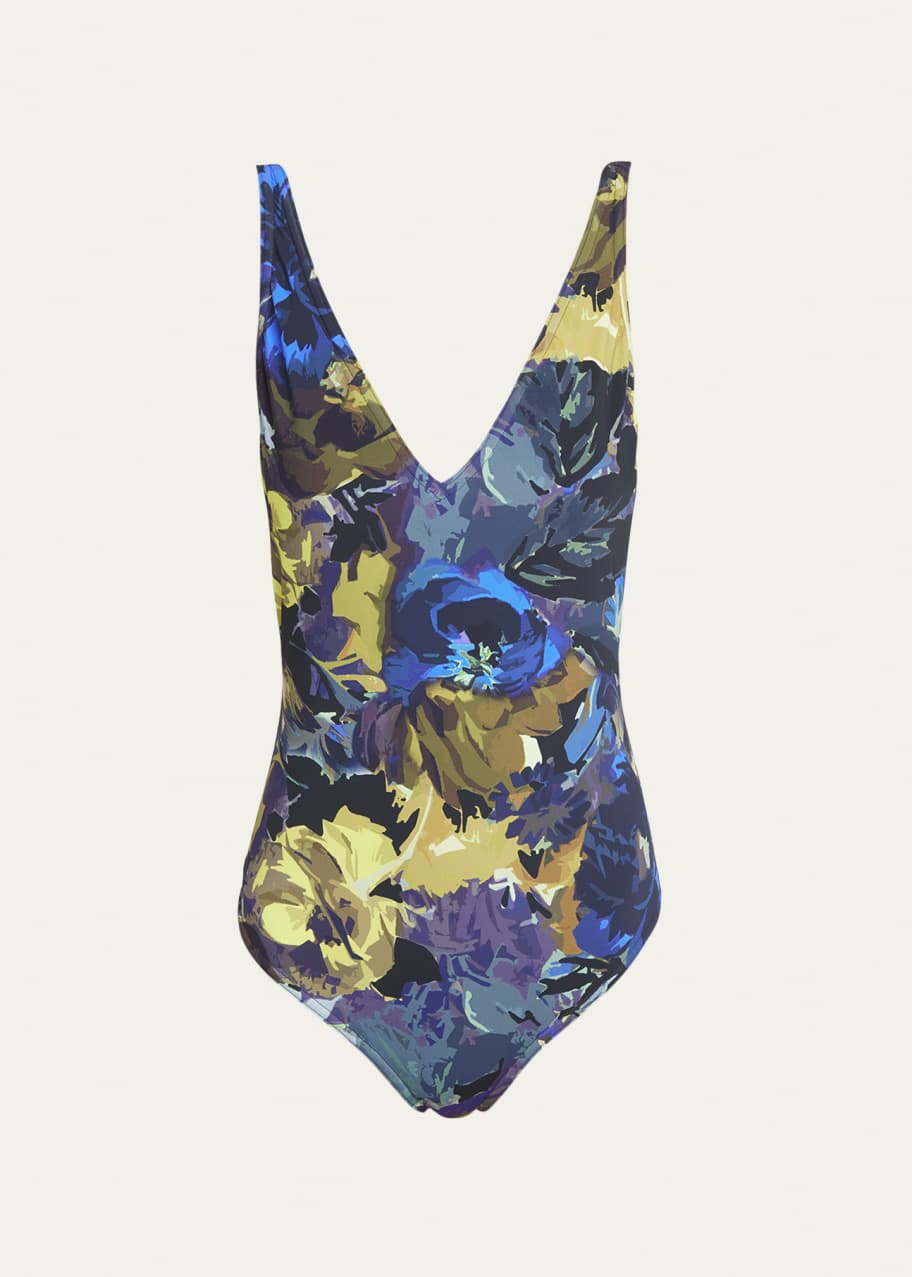 Dries Van Noten Goya Floral-Print Deep-V One-Piece Swimsuit - Bergdorf  Goodman
