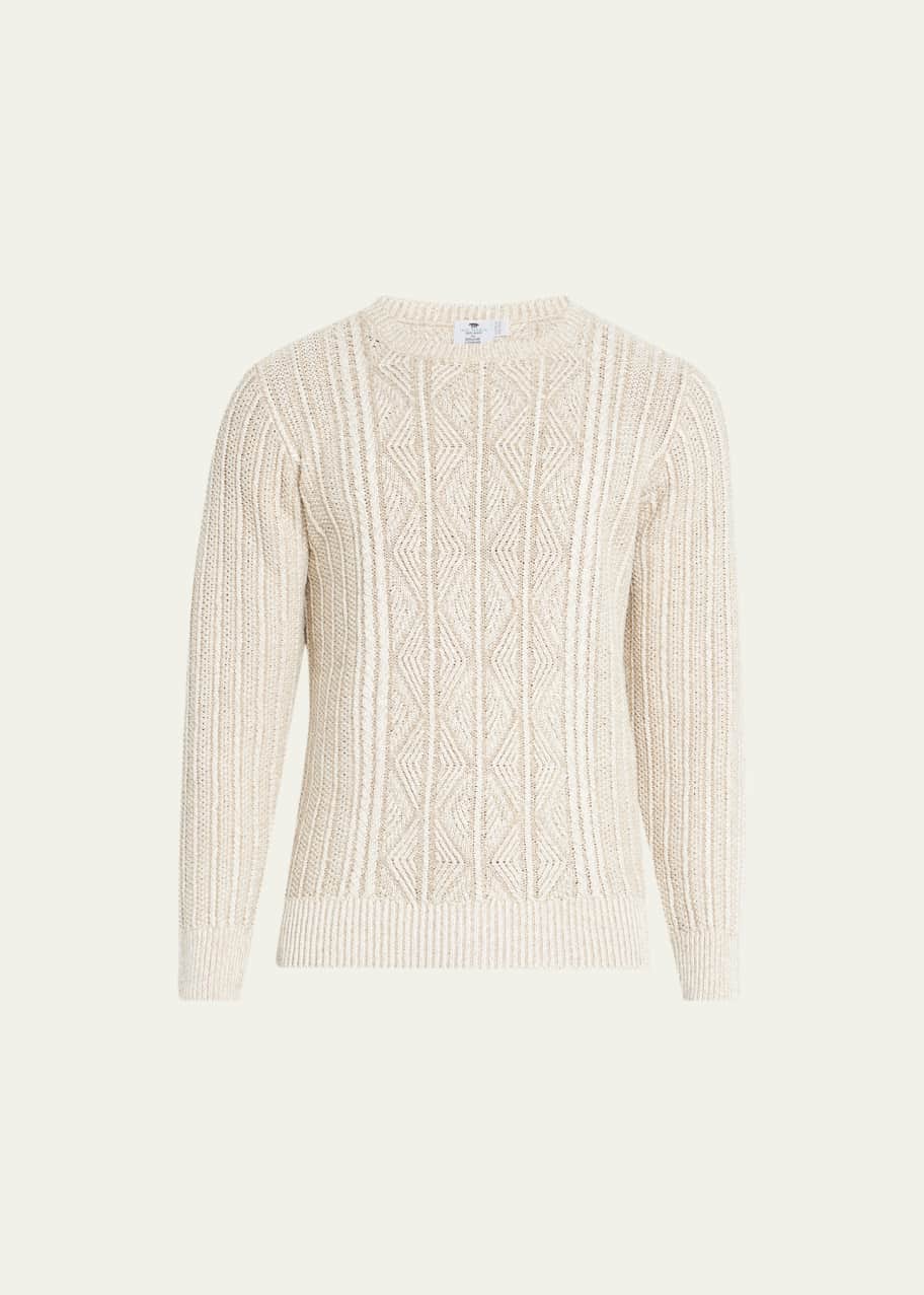 Inis Meain Men's Linen Aran Crewneck Sweater - Bergdorf Goodman