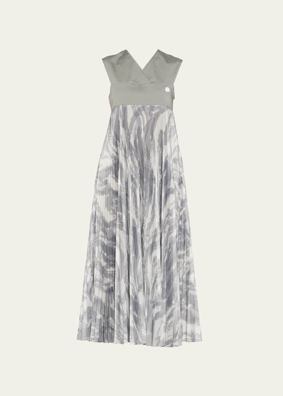 【MONCLER】PLEATED COTTON MIDI DRESS プリーツ ドレス Aライン Dresses for Women - Ready-To-Wear | Moncler IT