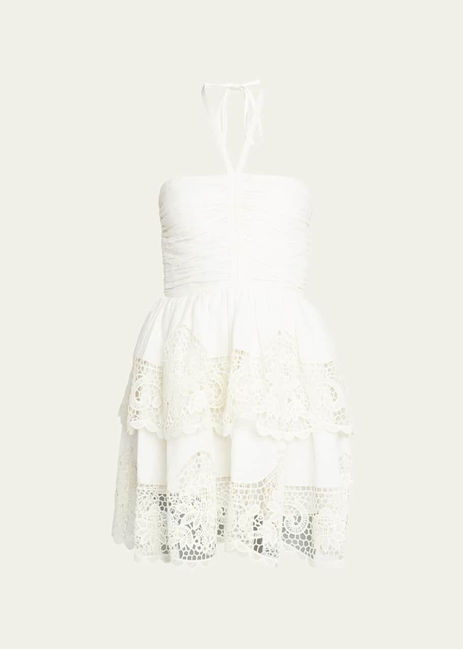 Ulla Johnson Savannah Embroidered Halter Mini Dress - Bergdorf Goodman