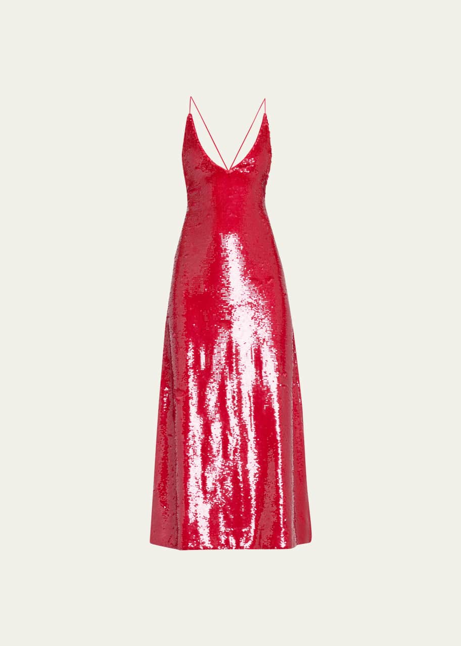 Ganni Sequin Strappy Maxi Dress - Bergdorf Goodman