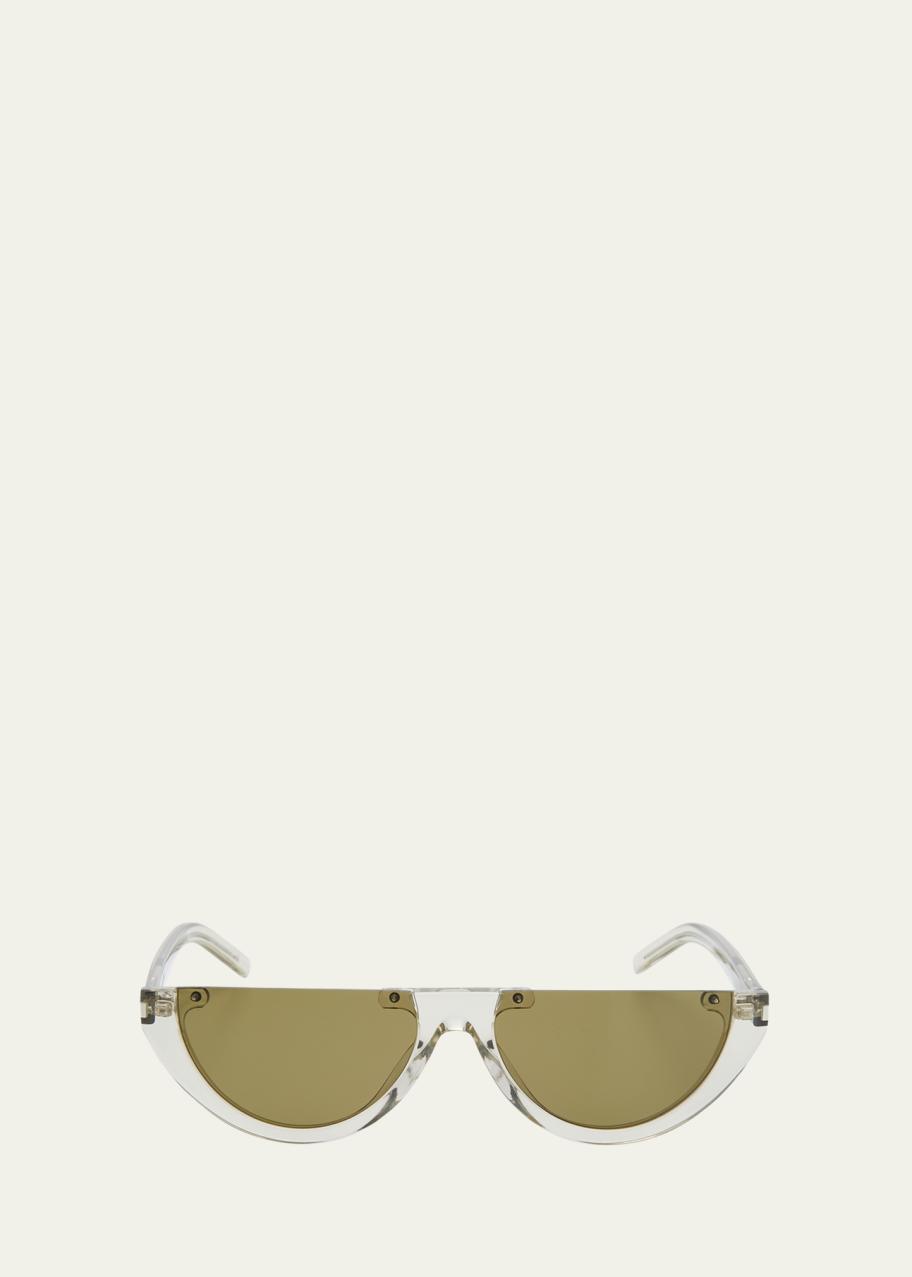 Saint Laurent Logo Round Half-Moon Acetate Sunglasses  display picture 1