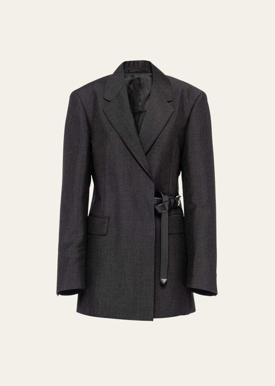 Prada Kid Mohair Belted Wrap Blazer Jacket - Bergdorf Goodman