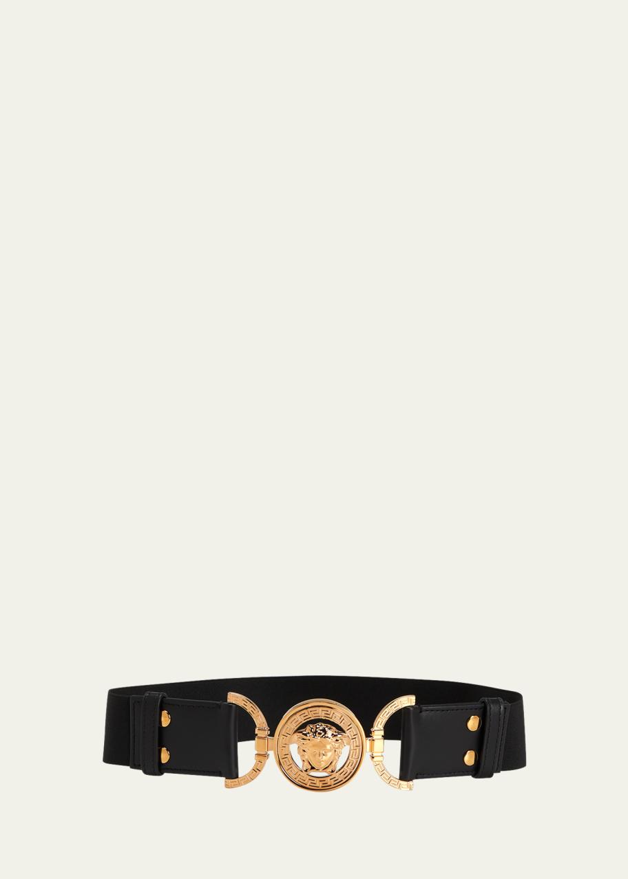 Versace La Medusa Wide Leather Belt - Bergdorf Goodman display picture 2