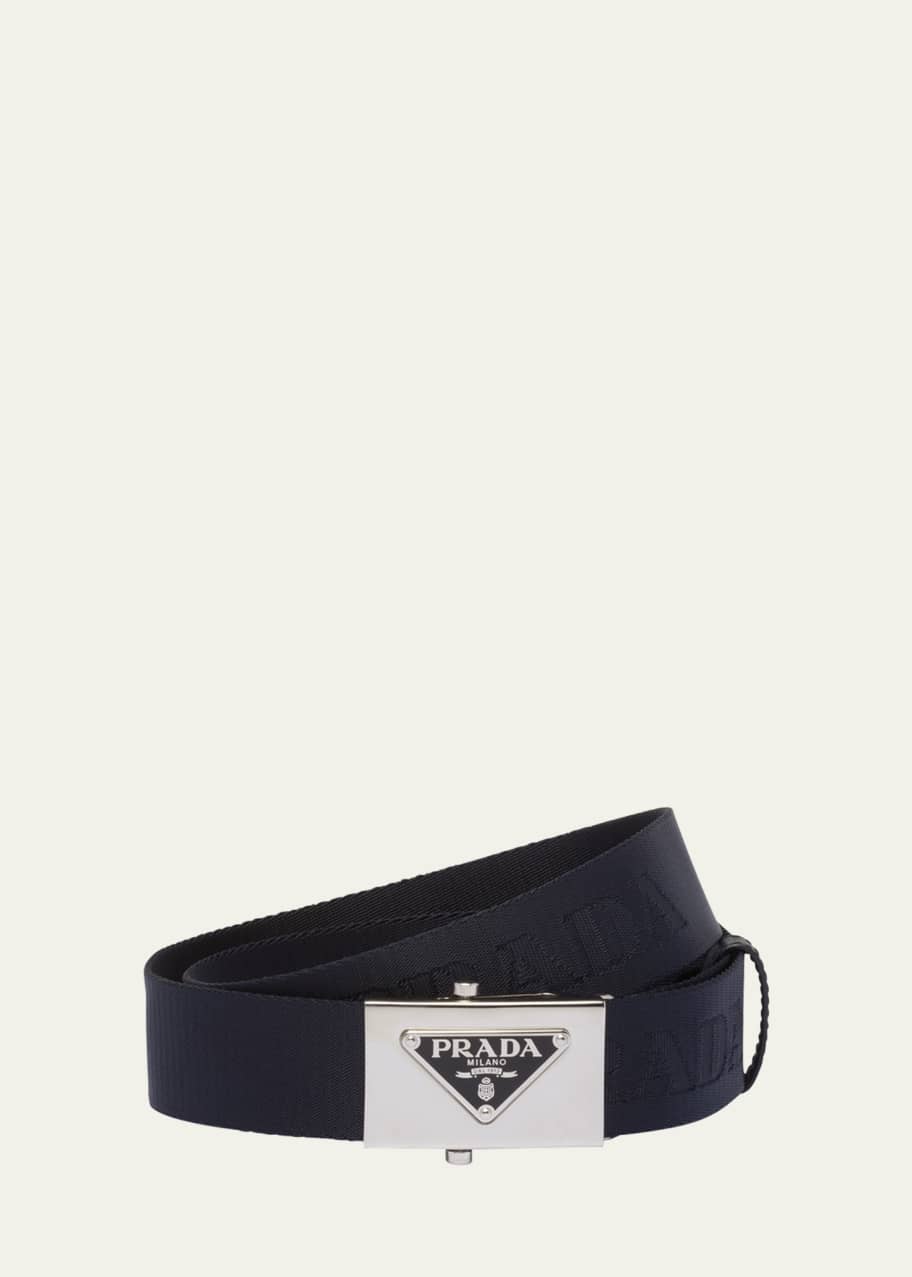 都会的♪◇Logo ベルト◇PRADA Saffiano leather logo belt in black - Prada | Mytheresa