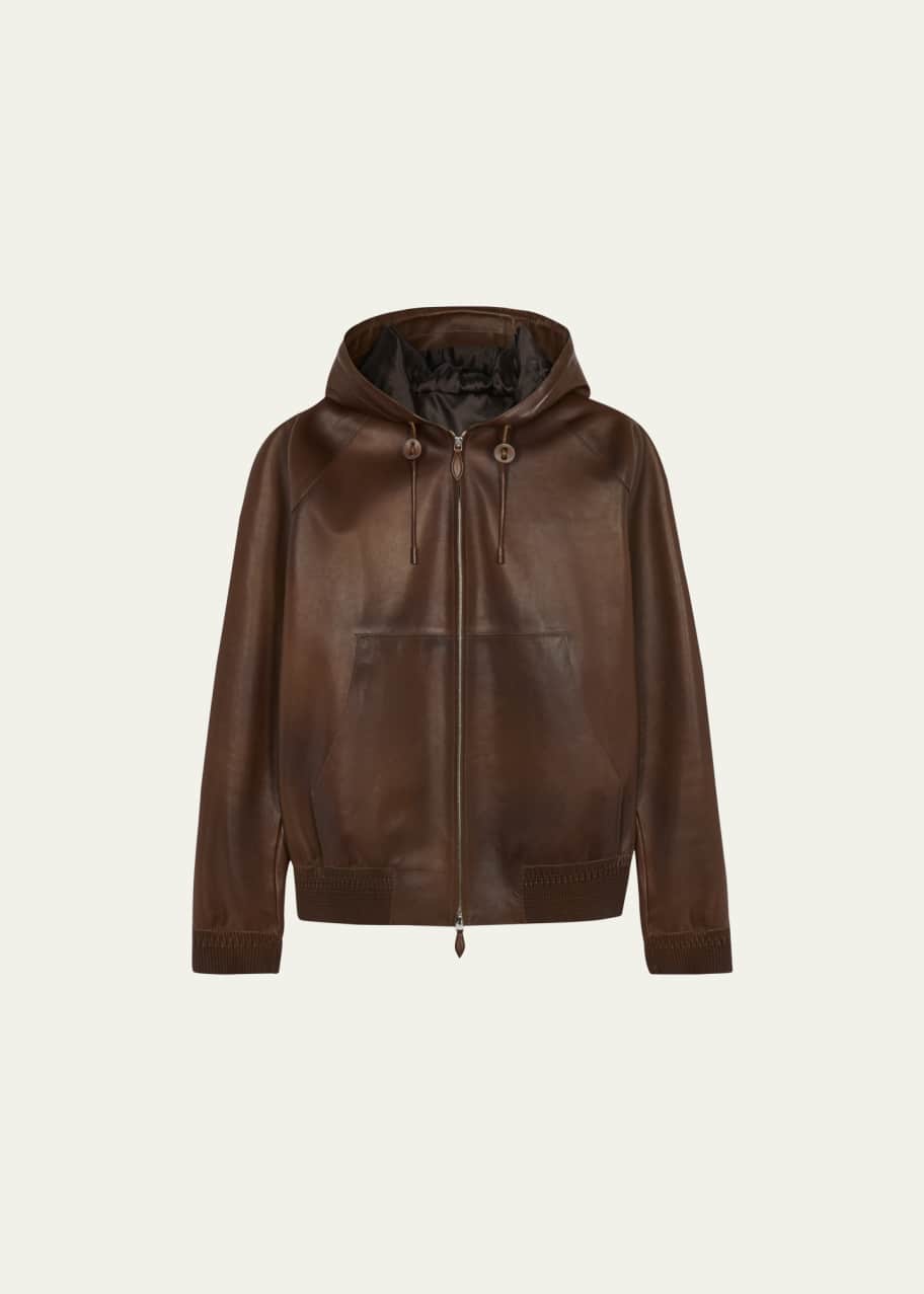 Berluti Men's B-Way Hooded Leather Blouson Jacket - Bergdorf Goodman