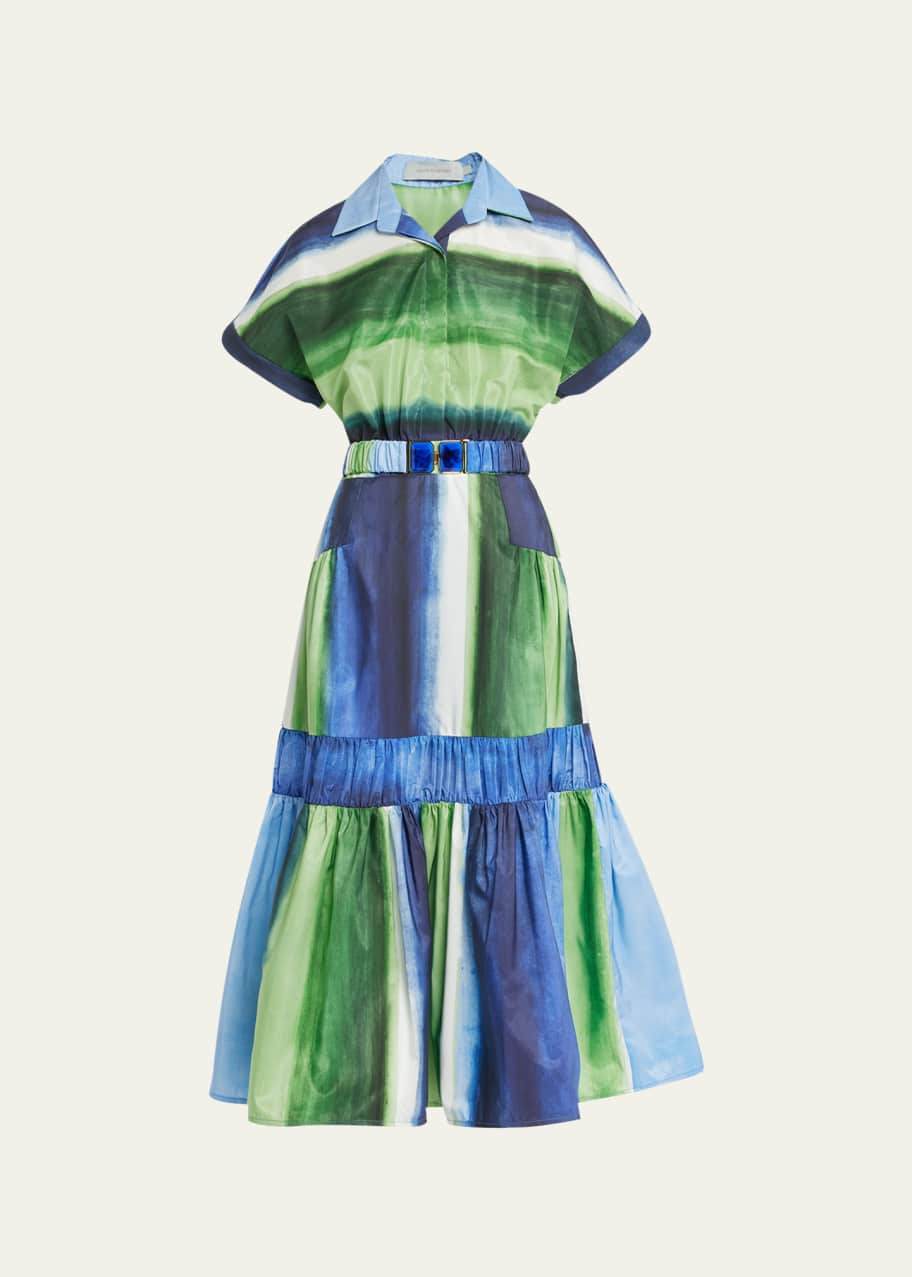 Image 1 of 1: Kareli Tiered Belted Midi Dress