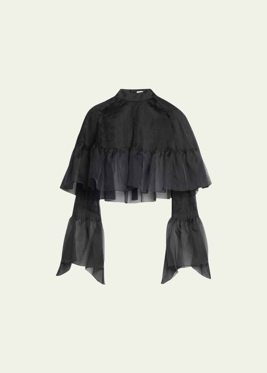 Image 1 of 1: Pintuck Scarf-Neck Crop Top