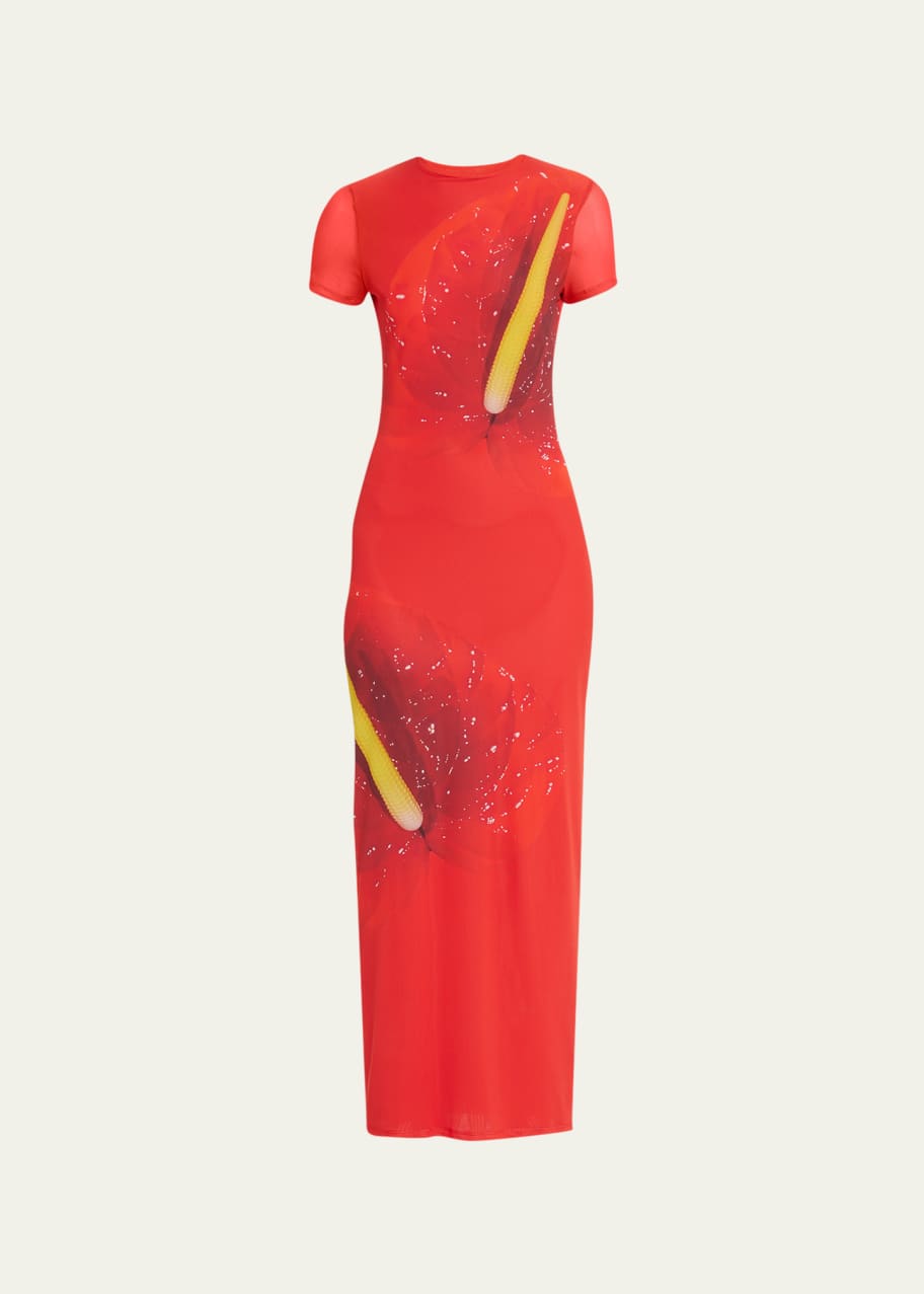 Loewe Anthurium Printed Fitted Midi Dress - Bergdorf Goodman