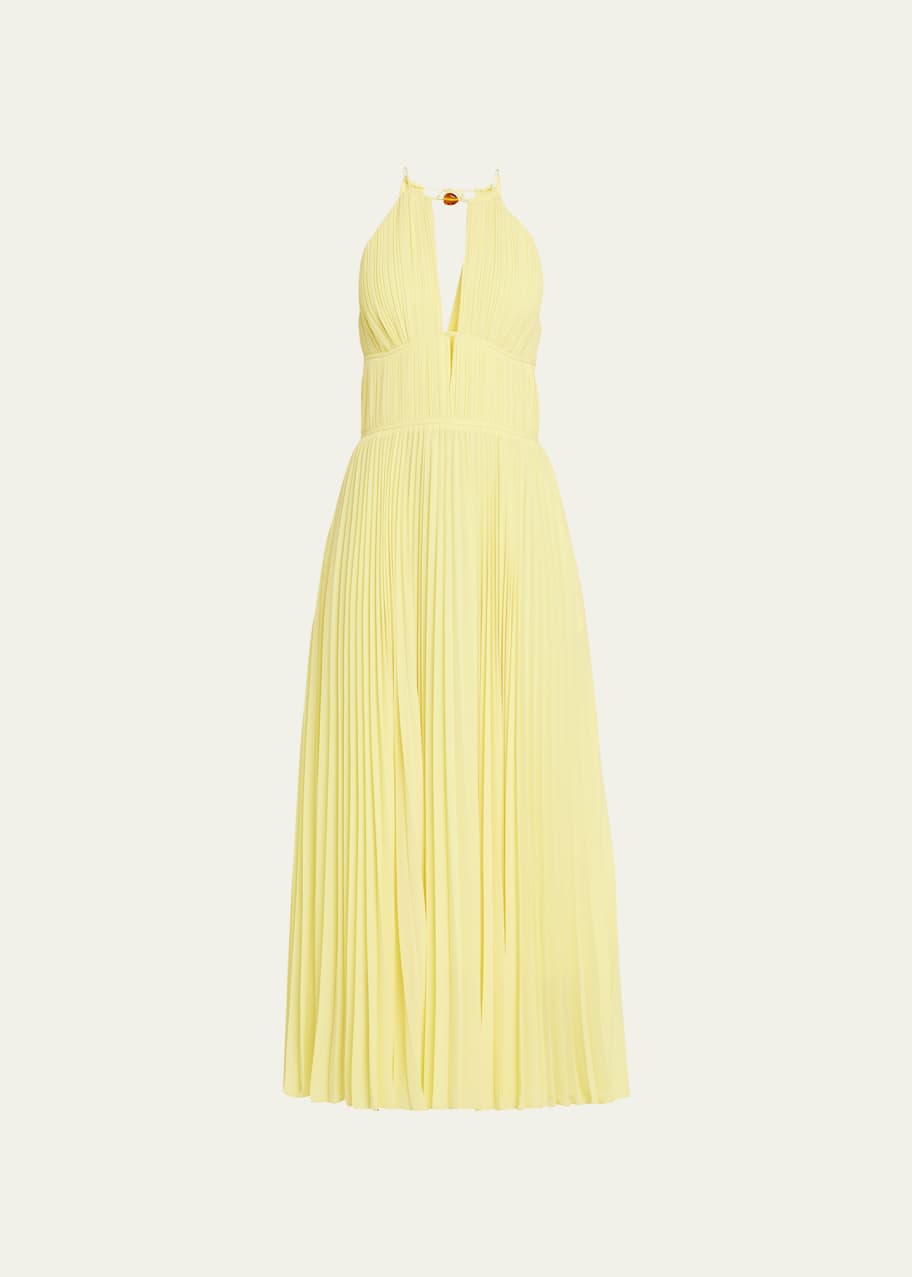 slim fit dress slacks Plisse Halter Neck Maxi Cutout Dress W/ Open Back – Urbanheer main image 0
