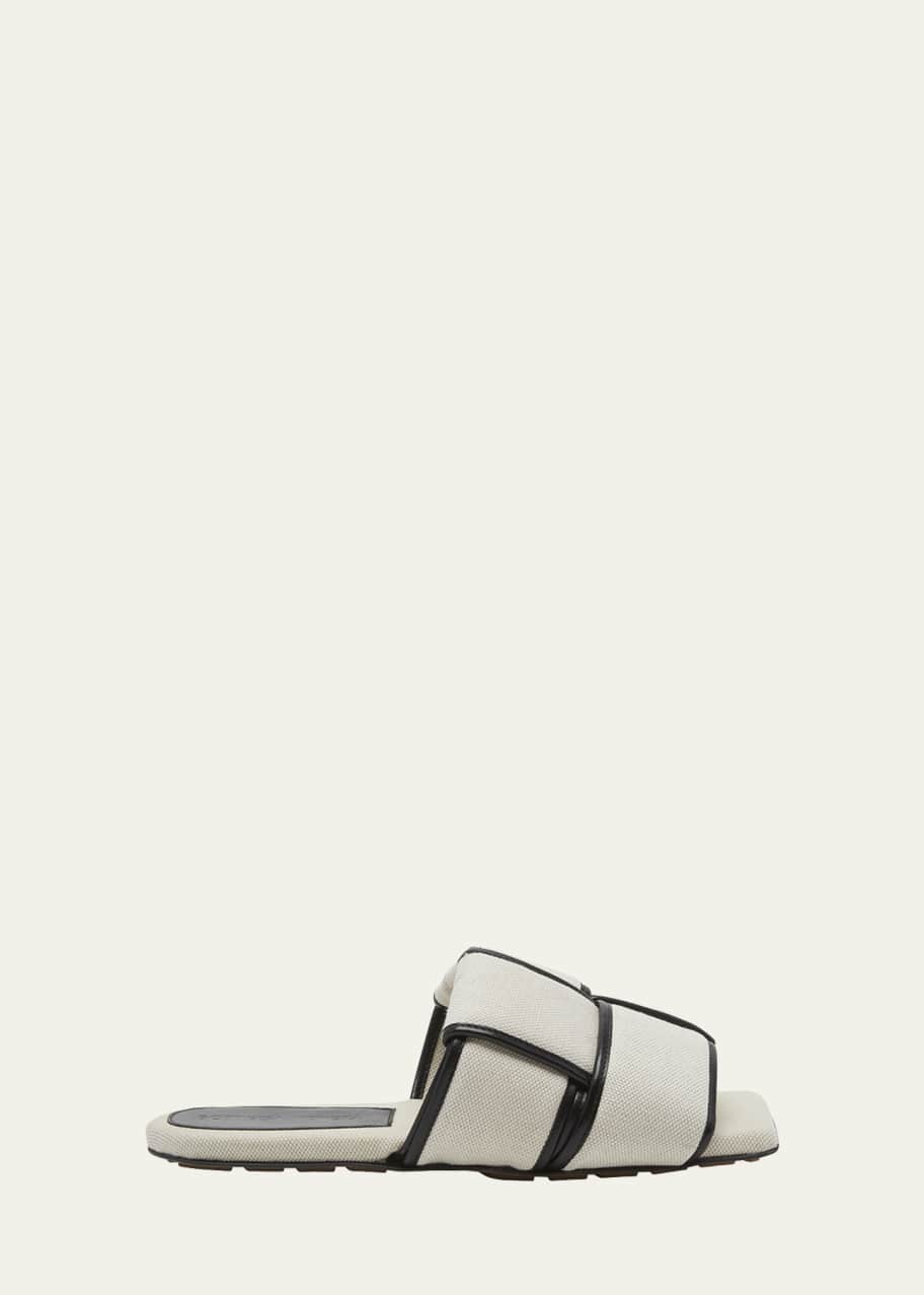 Image 1 of 1: Canvas Patch Mule Flat Sandals