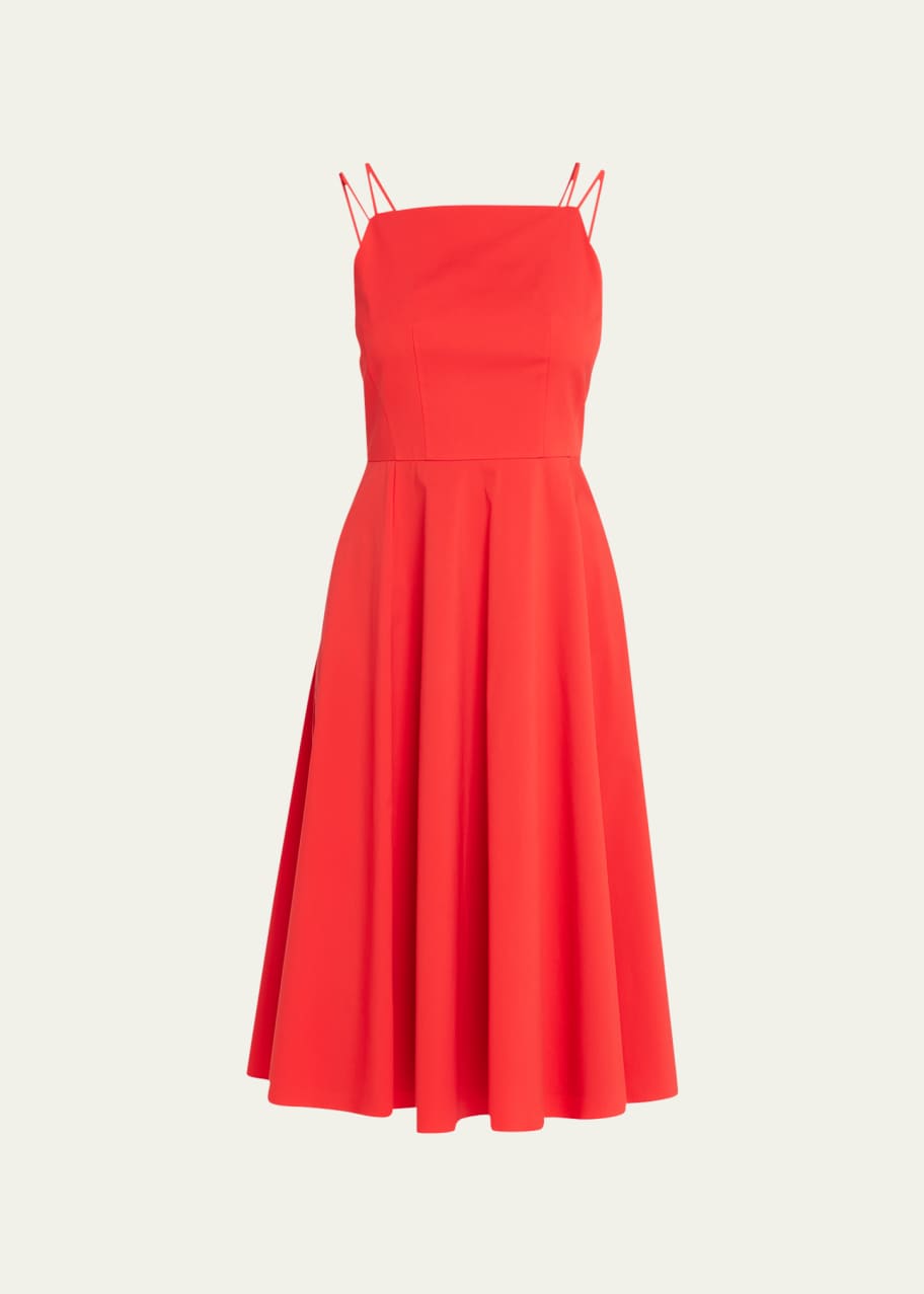 Theory Square-Neck Fit & Flare Midi Dress - Bergdorf Goodman