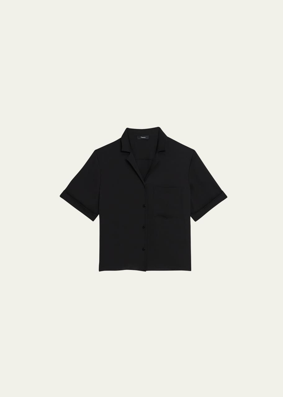 Theory ShortSleeve Silk Camp Shirt Bergdorf Goodman