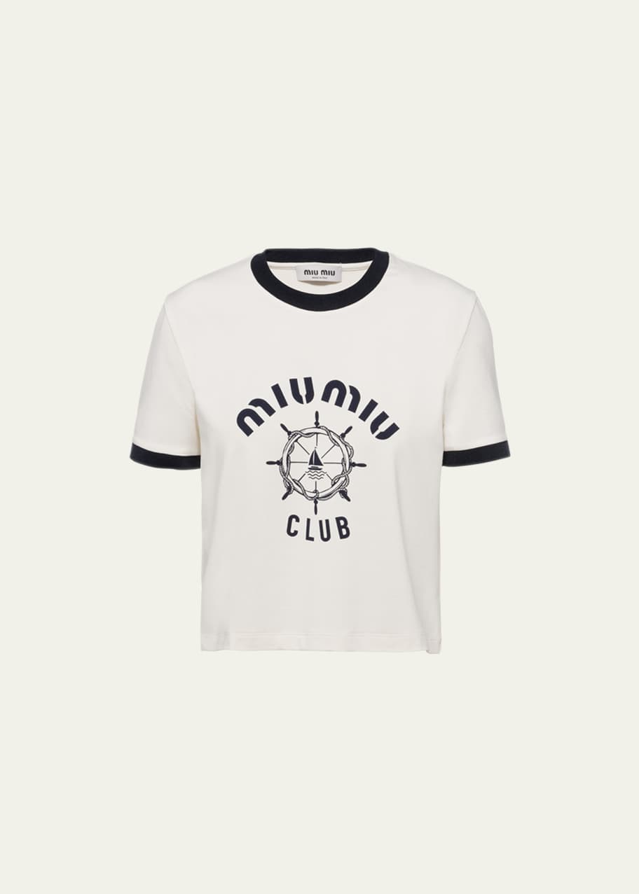 Miu Miu Logo-Print Jersey T-Shirt - Bergdorf Goodman