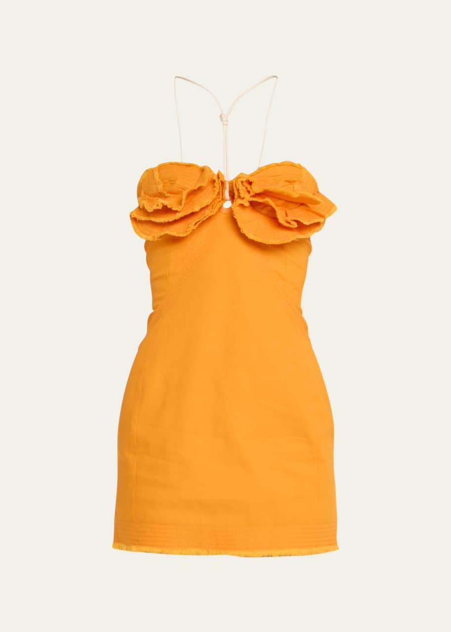Jacquemus Artichoke Frayed Ruffle Bustier Halter Mini Dress - Bergdorf  Goodman