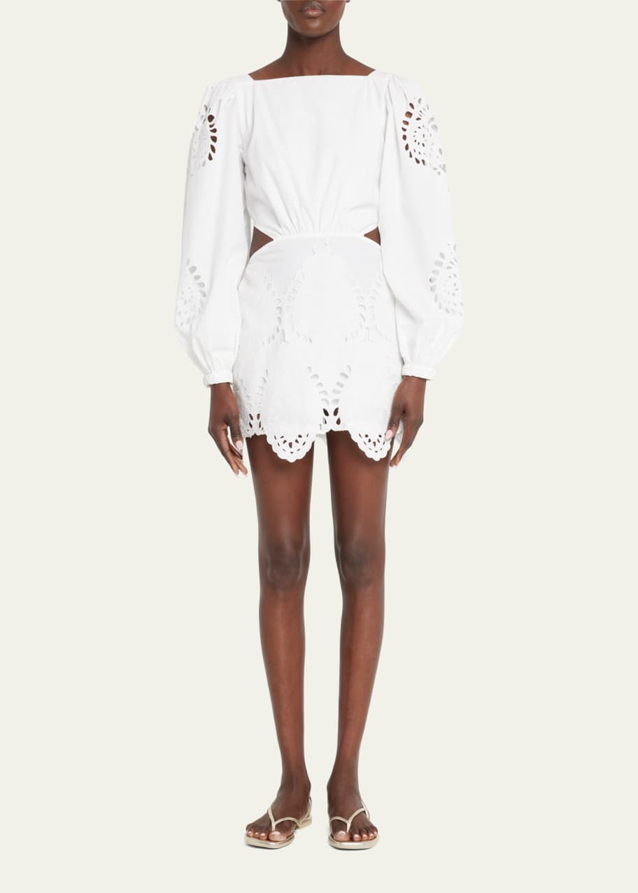 white christmas dresses Dolce Broderie Anglaise Embroidered Cotton Backless Midi Dress main image 0
