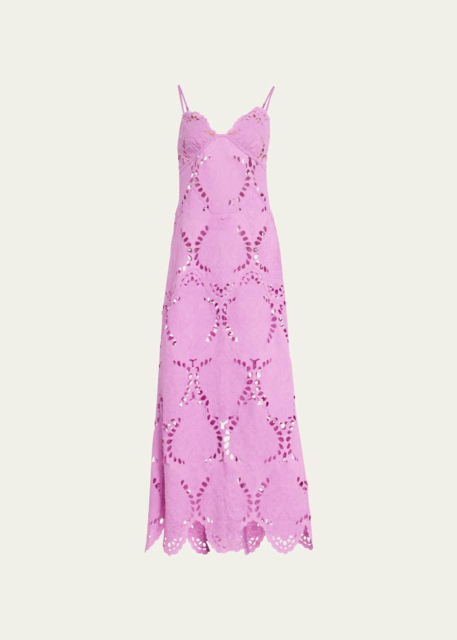 Scalloped eyelet midi dress online
