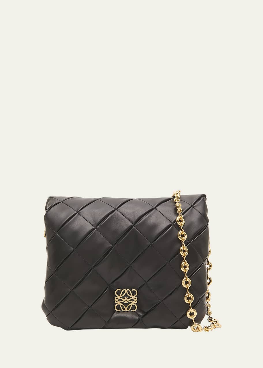 Loewe Goya Puffer Pleated Chain Shoulder Bag - Bergdorf Goodman