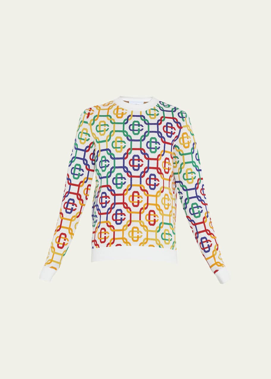 CASABLANCA Rainbow Monogram Zip-up Jumper in White for Men