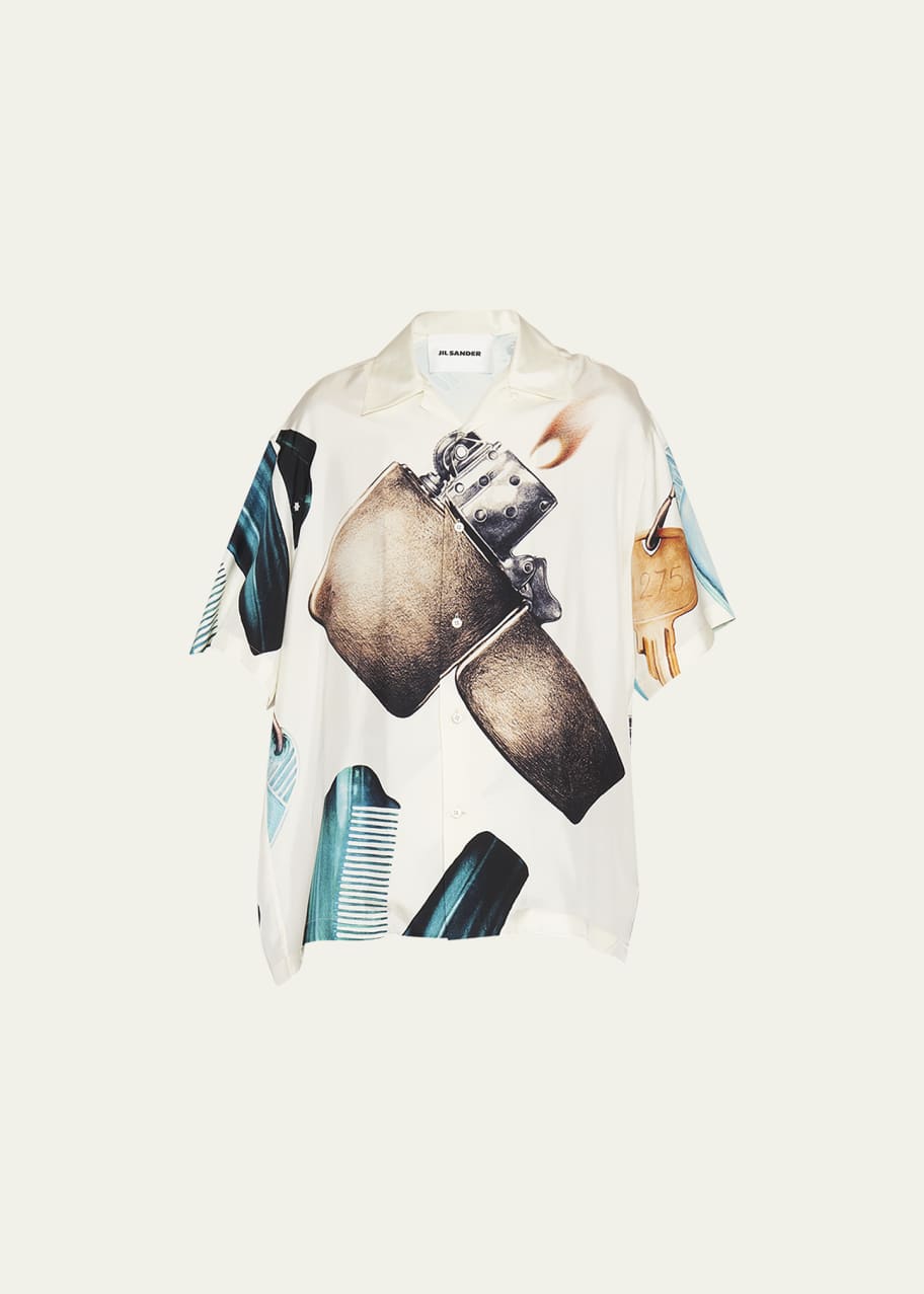 Jil Sander Men's Lighter-Print Boxy Camp Shirt - Bergdorf Goodman
