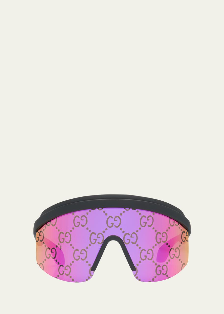 Gucci Multi-Color GG Lattice Acetate Shield Sunglasses - Bergdorf