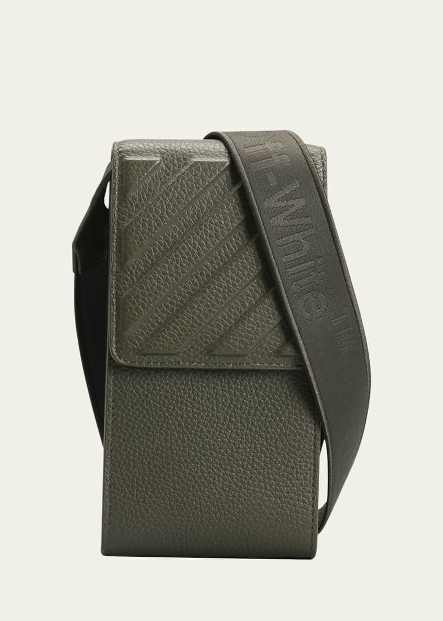 Off-White Men's Binder Diagonal Leather Phone Holder with Strap