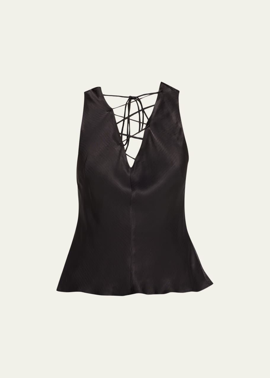 FRAME Lace-Up Satin Tank Top Bergdorf Goodman