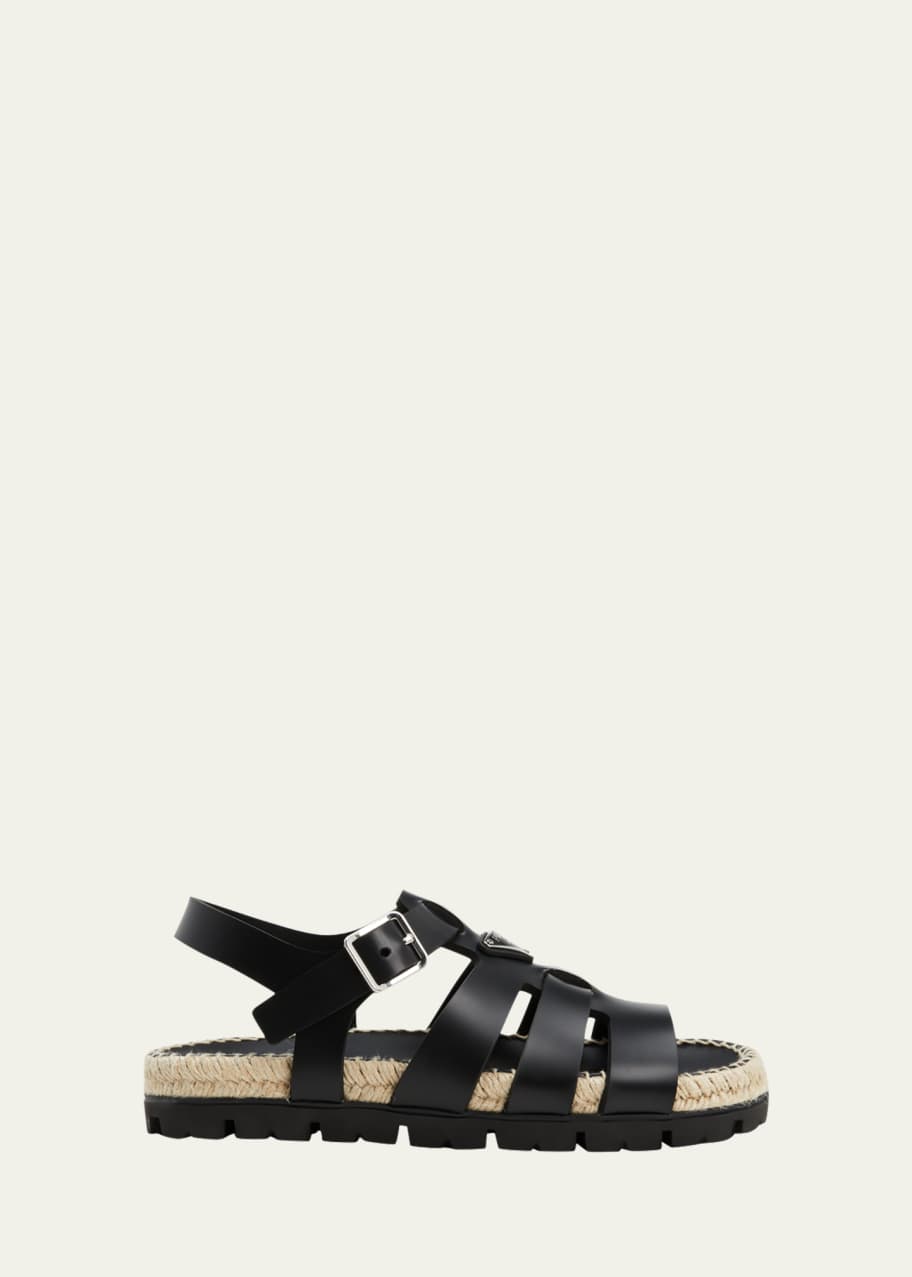 【関税＆送料込み】Prada Cage Fisherman Sandals Logo fisherman sandals in black - Prada | Mytheresa