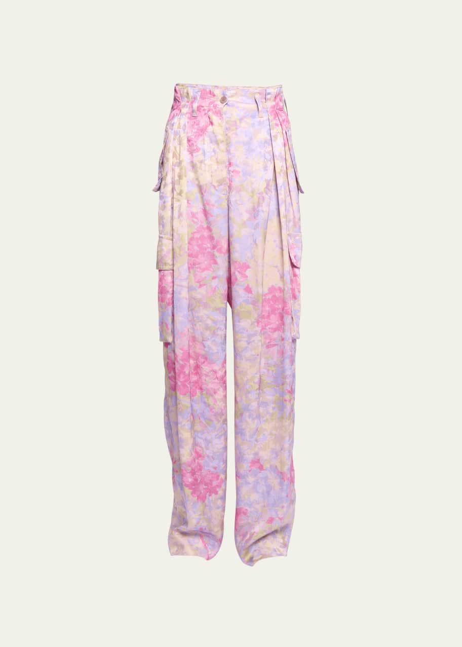 Dries Van Noten Polkas Floral Jacquard Pants with Cargo Pockets