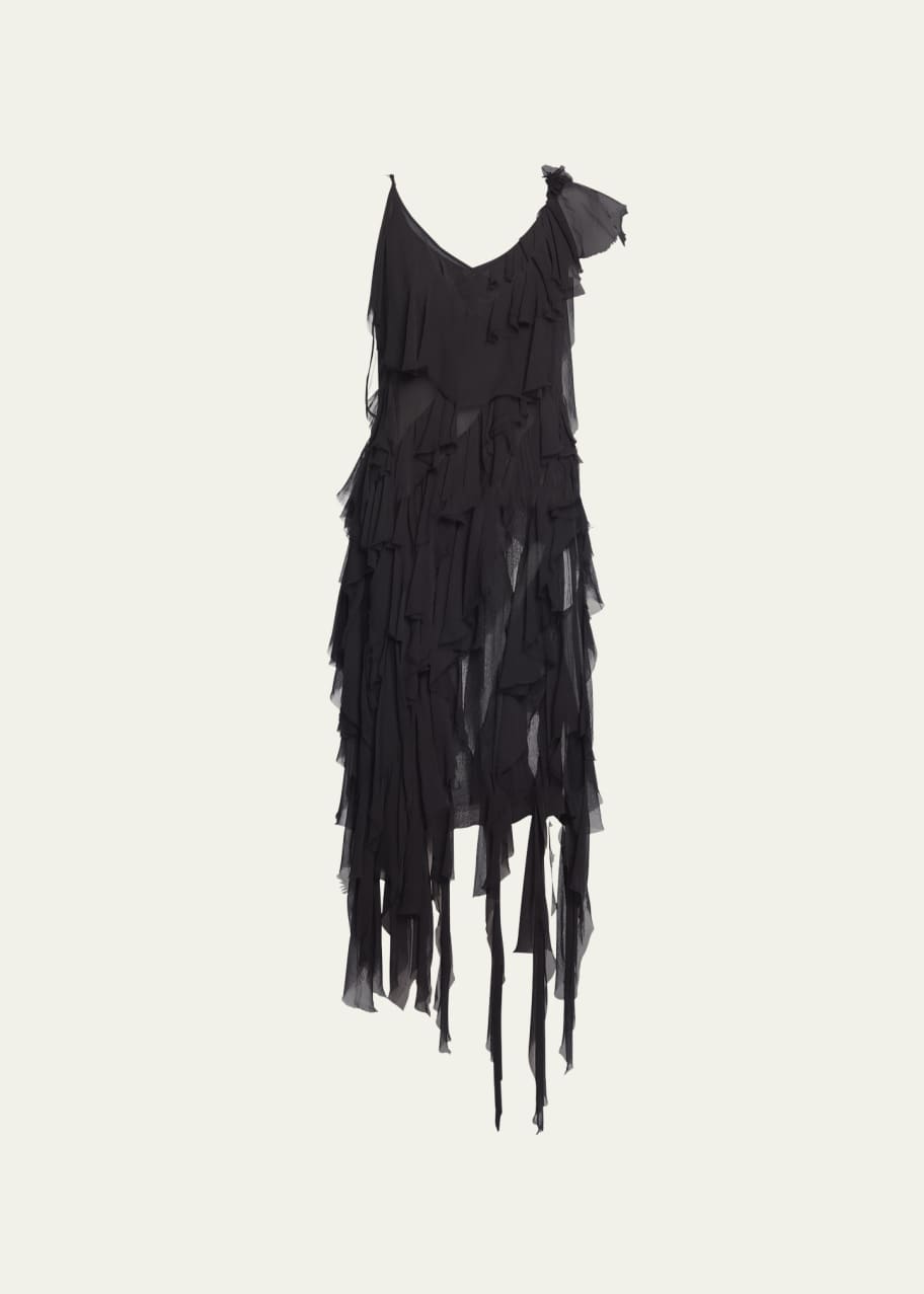 Dries Van Noten Daylin Tiered Ruffle Chiffon Midi Dress - Bergdorf Goodman