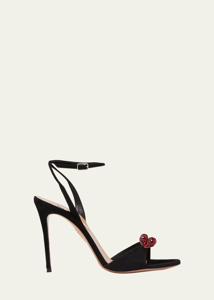 Aquazzura Kiss Me Crystal Suede Ankle Strap Sandals Bergdorf Goodman