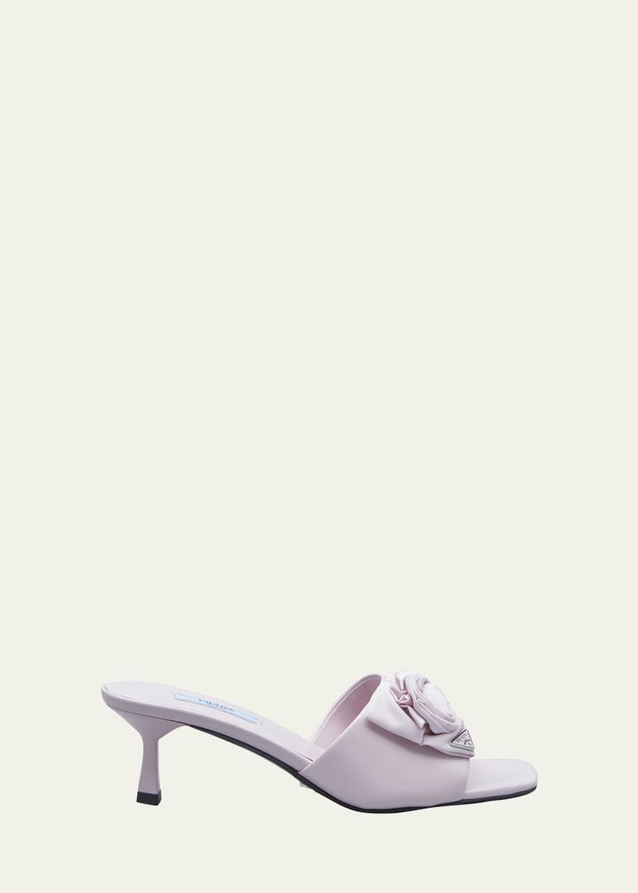 Image 1 of 1: Ciabatte Triangle Logo Rose Kitten-Heel Sandals
