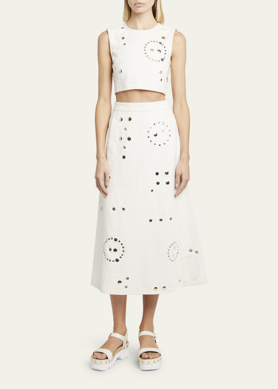 Chloe Denim Skirt With Design - Bergdorf Goodman