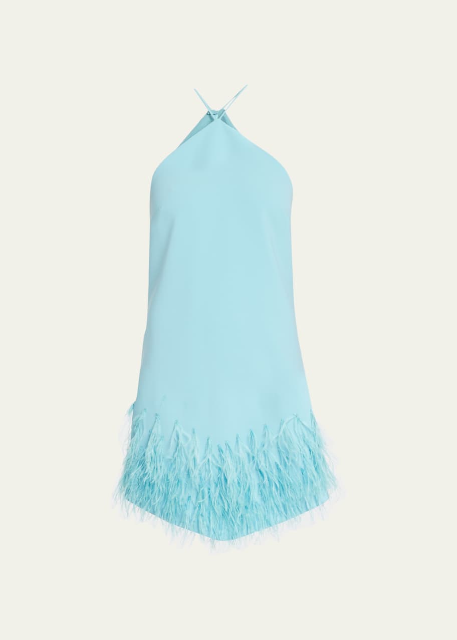 Alexis Bristal Feather-Trim Mini Halter Shift Dress - Bergdorf Goodman